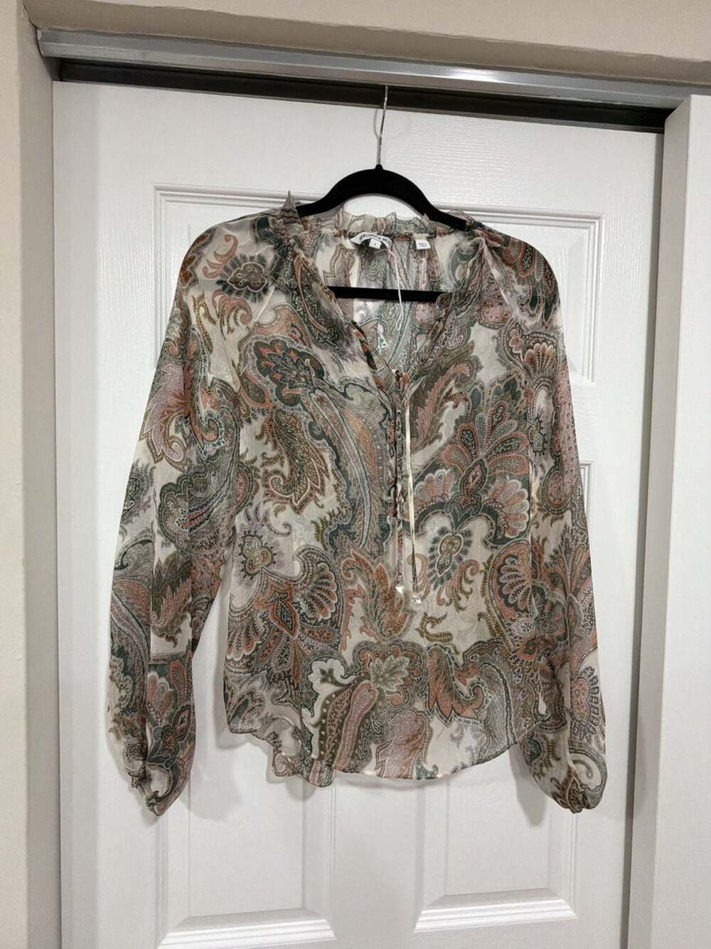 Veronica Beard Antonette Long Sleeve Paisley Silk Blouse